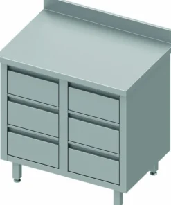 Armoire Basse Inox 6 Tiroirs & Dosseret - Profondeur 800 - Stalgast