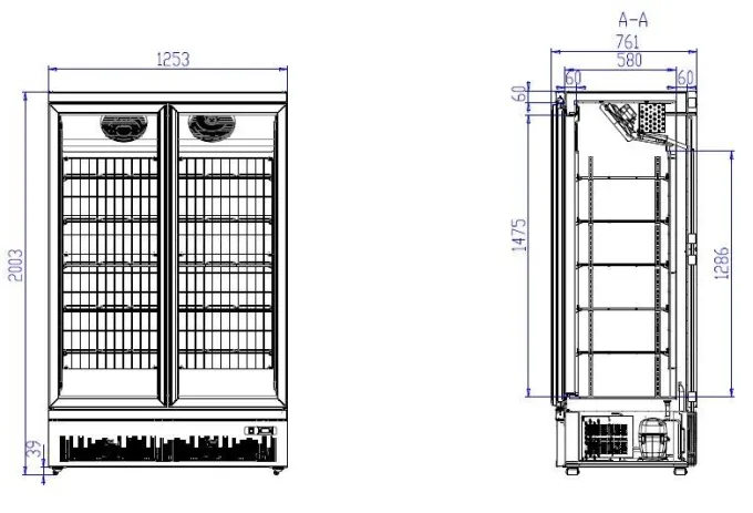 Armoire Congélateur Professionnel 1000 Litres - Vitrée - Combisteel