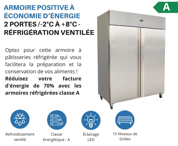 Armoire positive 1300L avec 2 portes pleines - L2G