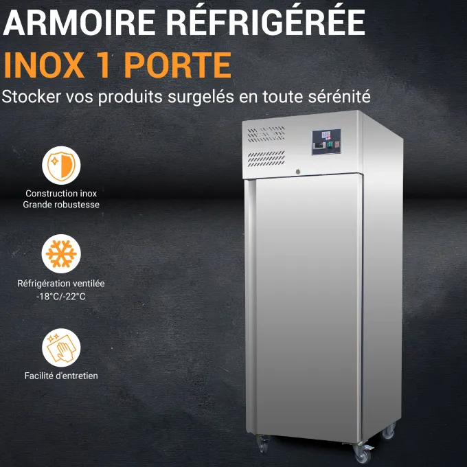 ARMOIRE REFRIGEREE INOX 1 PORTE -18/-22°C