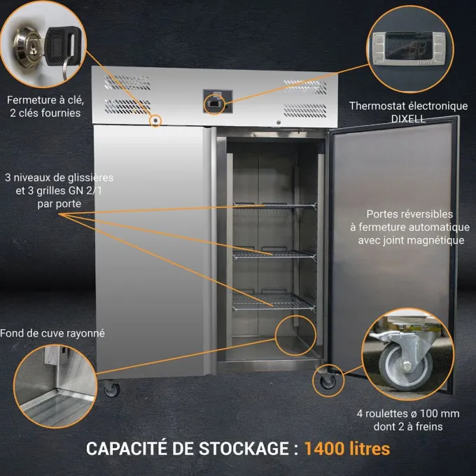 Armoire réfrigérée Inox 1400 litres L2G
