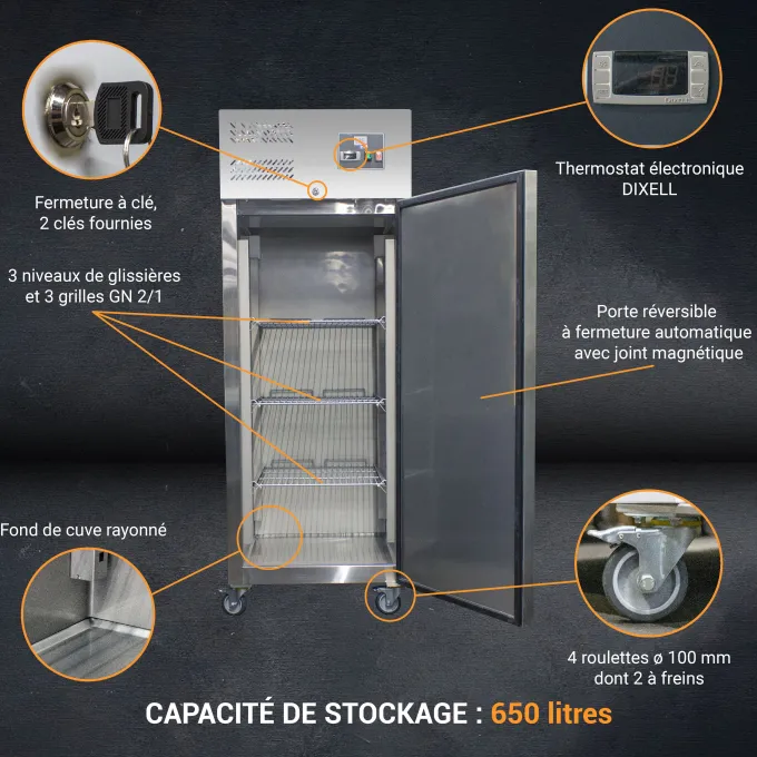 Armoire Réfrigérée 650 litres Inox L2G