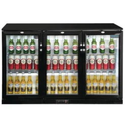 Arrière Bar Noir 3 Portes Pivotantes Vitrées Série G - 320 L - Polar