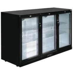 Arrière Bar Noir 3 Portes Pivotantes Vitrées Série G - 320 L - Polar