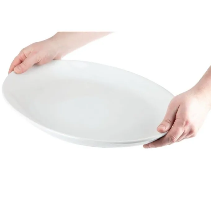 Assiette Creuse Ovale en Porcelaine Blanche 500 x 290 mm - Olympia