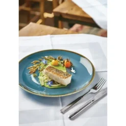 Assiette Plate Ronde Couleur Océan Kiln 280 mm - Lot de 4 - Olympia