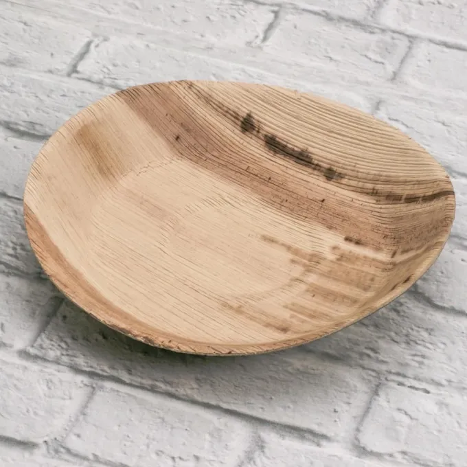 Assiette Ronde en Feuille de Palmier 22 cm - SDG Lot de 100