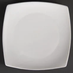 Assiettes Carrées Bords Arrondis Blanches 240(L)mm Lot de 12 Olympia