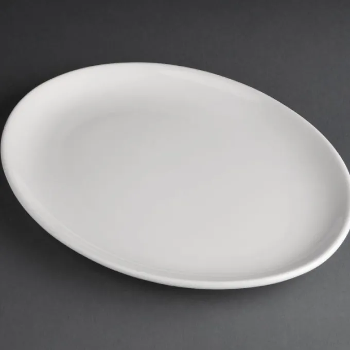 Assiettes Creuses Ovales en Porcelaine Blanche 305(L)x241(l)mm Athena Hotelware - Lot de 6 - Olympia