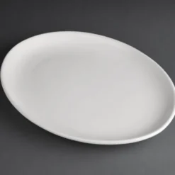 Assiettes Creuses Ovales en Porcelaine Blanche 254(L)x197(l)mm Athena Hotelware Lot de 12 Olympia