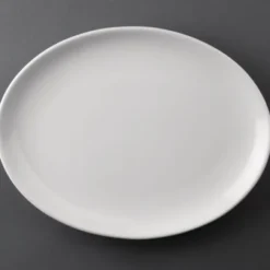Assiettes Creuses Ovales en Porcelaine Blanche 254(L)x197(l)mm Athena Hotelware Lot de 12 Olympia