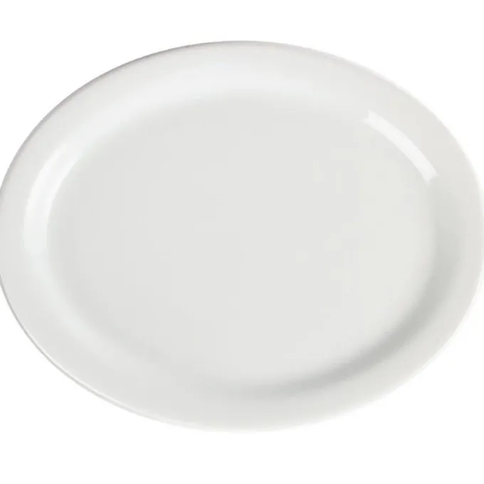 Assiettes Ovales Blanches 250(L) x 198(P)mm - Lot de 6 - Olympia