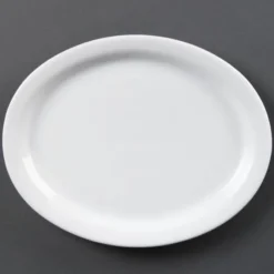 Assiettes Ovales Blanches 250(L) x 198(P)mm - Lot de 6 - Olympia