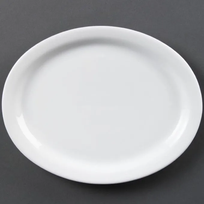 Assiettes Ovales Blanches 250(L) x 198(P)mm - Lot de 6 - Olympia