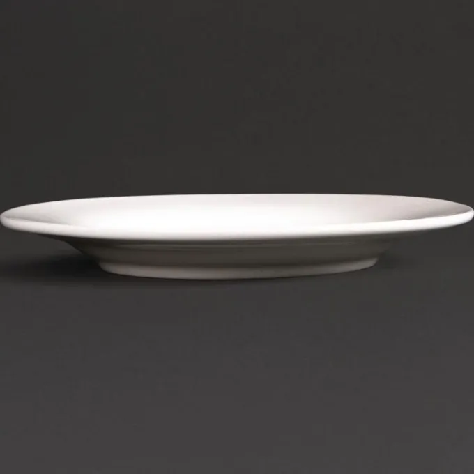 Assiettes Rondes en Céramique Blanche 200 mm à Bord Large Lumina - Lot de 6