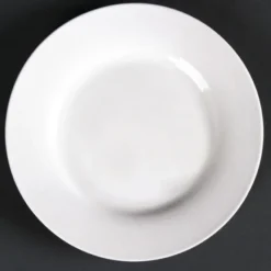 Assiettes Rondes en Céramique Blanche 200 mm à Bord Large Lumina - Lot de 6