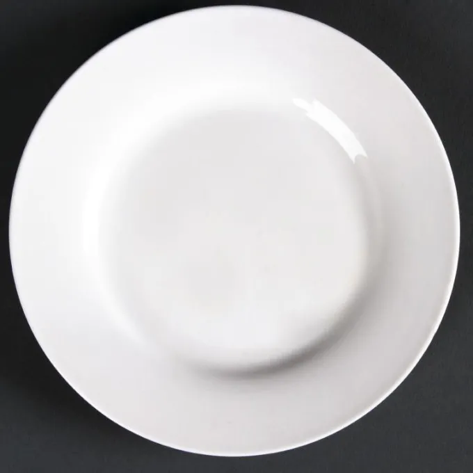 Assiettes Rondes en Céramique Blanche 200 mm à Bord Large Lumina - Lot de 6