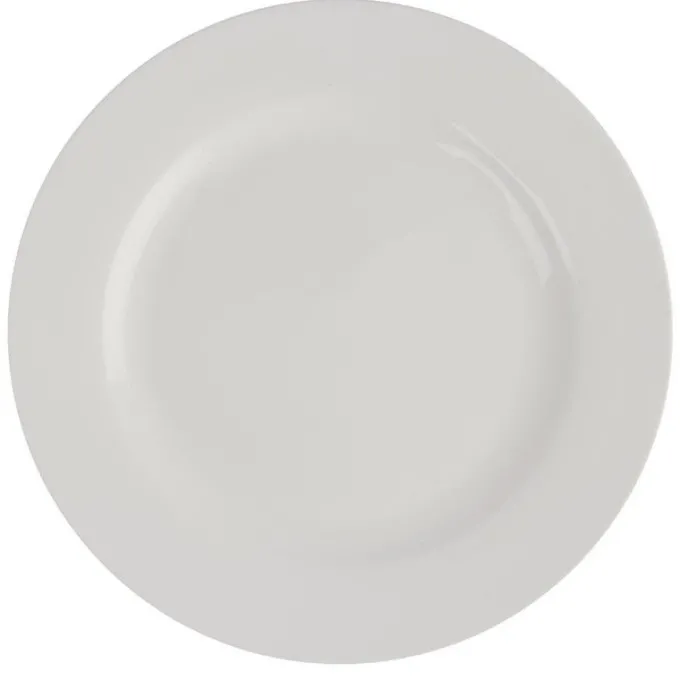 Assiettes Rondes en Céramique Blanche 200 mm à Bord Large Lumina - Lot de 6