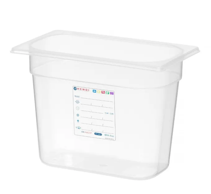 Bac Gastronorme GN 1/4 5,5L Transparent 265x162x(P)200 mm - Hendi