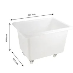 Bac grand volume 100 L - 2 roues fixes, 2 pivotantes avec freins - blanc - Gilac