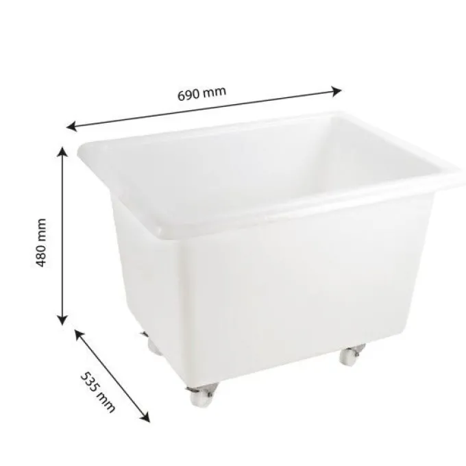 Bac grand volume 100 L - 2 roues fixes, 2 pivotantes avec freins - blanc - Gilac