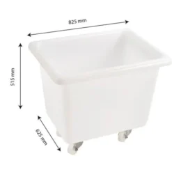 Bac grand volume 170 L - 2 roues fixes, 2 pivotantes avec freins - blanc - Gilac