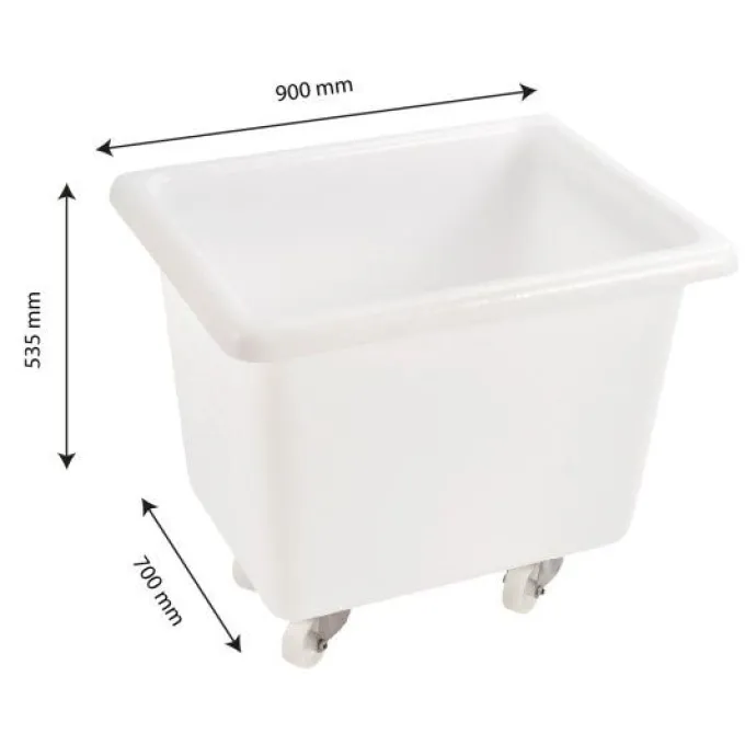 Bac grand volume 220 L - 2 roues fixes, 2 pivotantes avec freins - blanc - Gilac