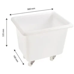 Bac grand volume 220 L - 4 roues pivotantes dont 2 avec freins - blanc - Gilac