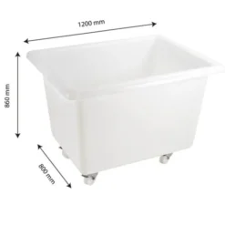 Bac grand volume 500 L - 4 roues pivotantes dont 2 avec freins - blanc - Gilac