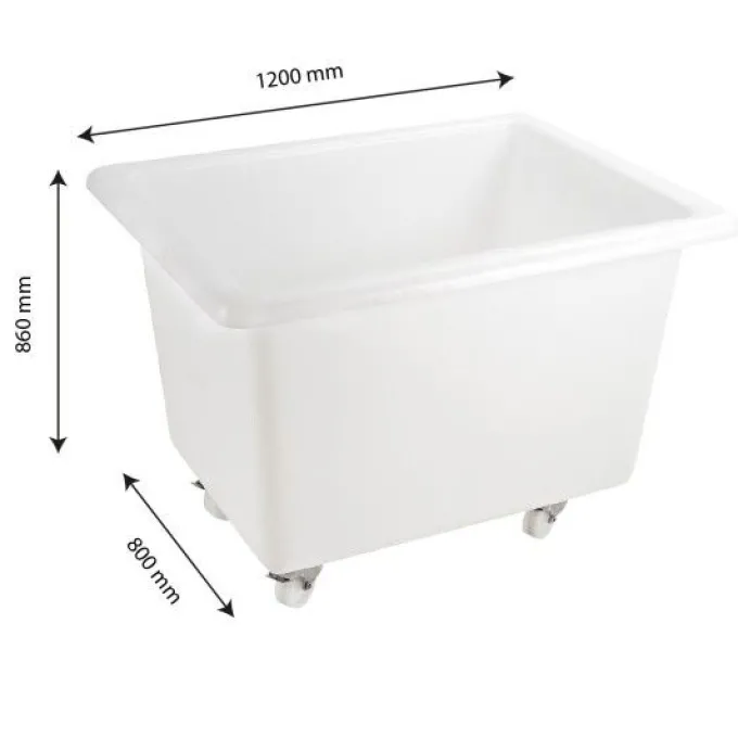 Bac grand volume 500 L - 4 roues pivotantes dont 2 avec freins - blanc - Gilac