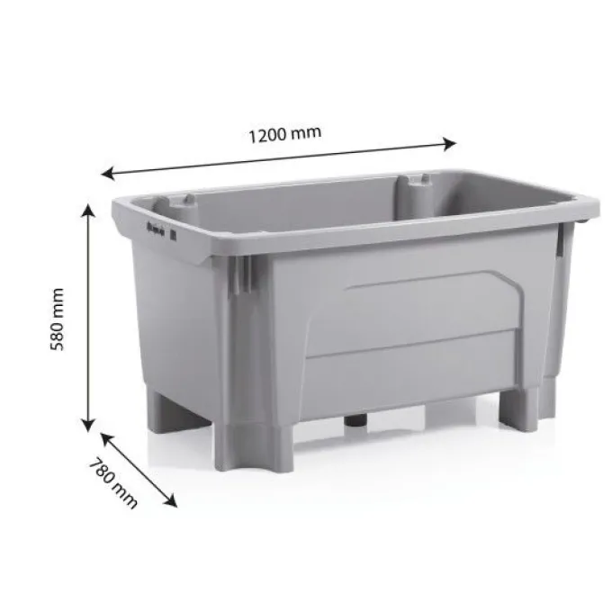 Bac grand volume sur pieds empilable emboîtable 300 L - gris - Gilac
