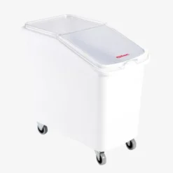 Bac à ingrédients 100 L + couvercle + 4 roues - chape inox - Gilac