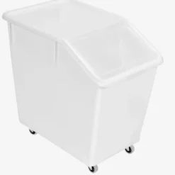 Bac à ingrédients 80 L + 4 roues + couvercle transparent - chape inox - Gilac
