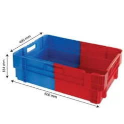Bac plein empilable emboîtable 600 x 400 x 184 mm bicolore 34 L – bleu/rouge - Gilac