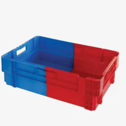 Bac plein empilable emboîtable 600 x 400 x 184 mm bicolore 34 L – bleu/rouge - Gilac
