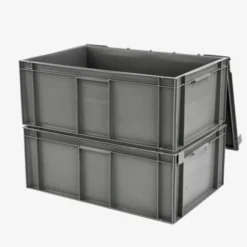 Bac plein 600 x 400 x 246 mm 45 L + couvercle solidaire - gris - Gilac
