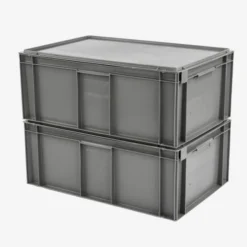 Bac plein 600 x 400 x 246 mm 45 L + couvercle solidaire - gris - Gilac