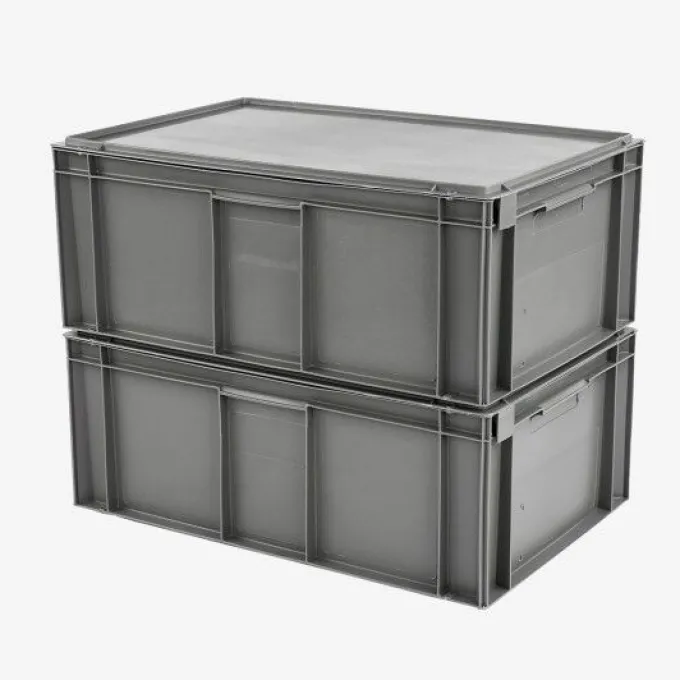Bac plein 600 x 400 x 246 mm 45 L + couvercle solidaire - gris - Gilac