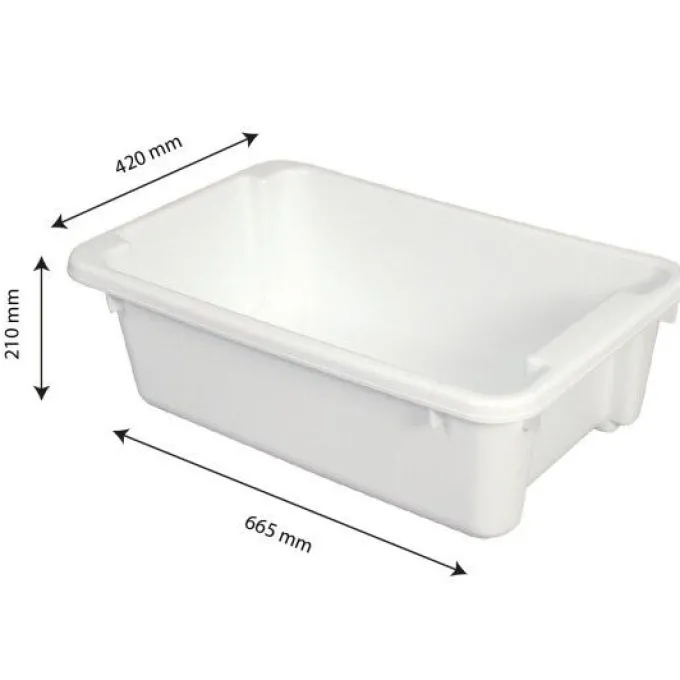 Bac renforcé rectangulaire empilable emboîtable 40 L - blanc - Gilac