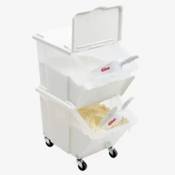 Bacs à ingrédients 30 L + couvercles + 4 roues - Lot de 2 - Gilac