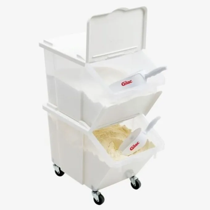 Bacs à ingrédients 30 L + couvercles + 4 roues - Lot de 2 - Gilac