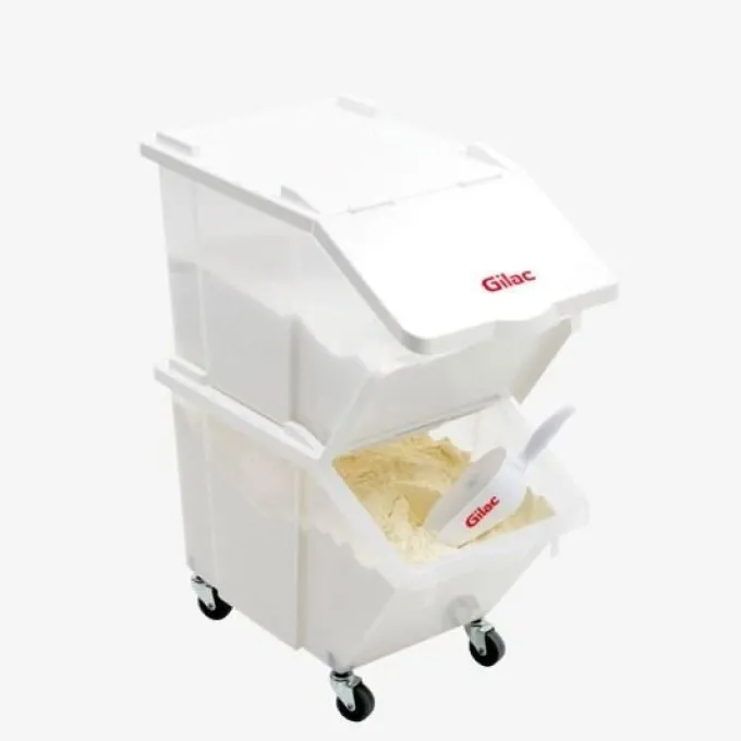 Bacs à ingrédients 30 L + couvercles + 4 roues - Lot de 2 - Gilac