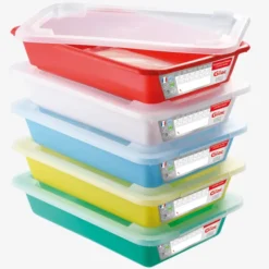 Bacs plats témoins 8 L HACCP + couvercles - Lot de 5 - Gilac