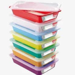 Bacs plats témoins 8 L HACCP + couvercles - Lot de 7 - Gilac