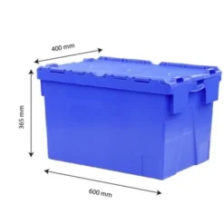 Bac 600 x 400 x 365 mm 65 L éco avec couvercle intégré - bleu - Gilac