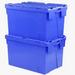 Bac 600 x 400 x 365 mm 65 L éco avec couvercle intégré - bleu - Gilac