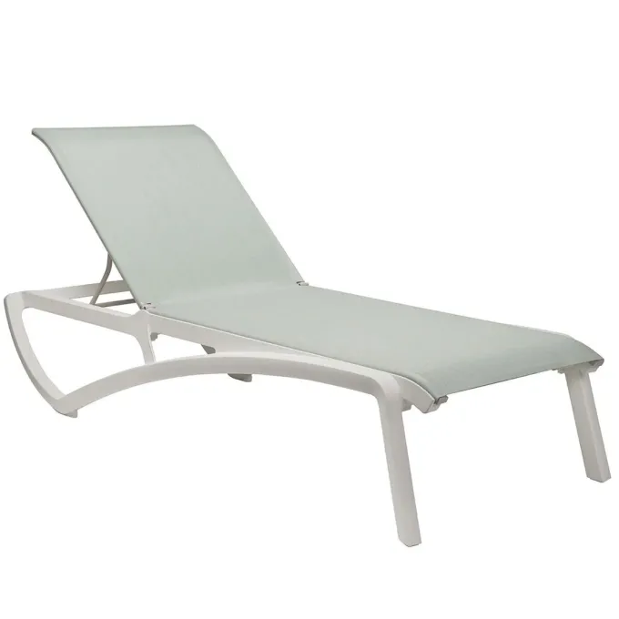 Bain de Soleil SUNSET Blanc / Turquoise Chiné - Lot de 4 - Grosfillex