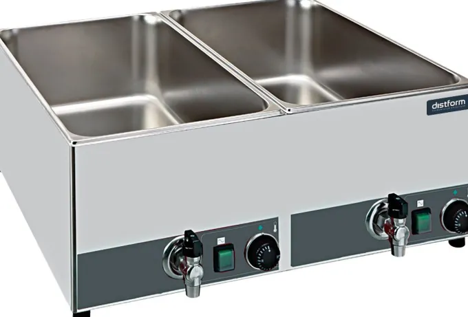 Bain-Marie Professionnel Double 2 GN 1/1 avec Robinet de Vidange - 1200 W - Distform