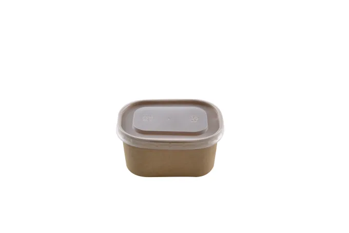 Barquette rectangulaire en carton kraft + couvercle en PP 250 ml - 500 unités - Betik
