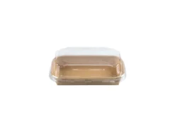 Barquette sushi en carton kraft + couvercle antibuée en PET 13,5 x 8 cm - 300 unités - Betik
